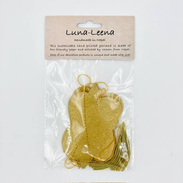 Luna-Leena  - handmade in Nepal - Wholesale Bunting/Garland - garland heart gold - L1.82cm - handmade ecopaper4
