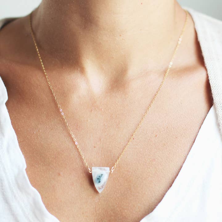 Triangle Spear Solar Quartz Necklace for wholesale by Rare Bird Co. + Pauline Stanley Studio