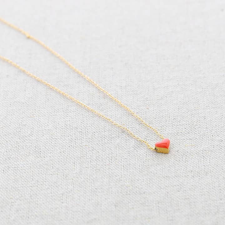 La Cuerda De Sol - Wholesale Pendant/Charm Necklace - Enamel Heart Pendant Steel Necklace