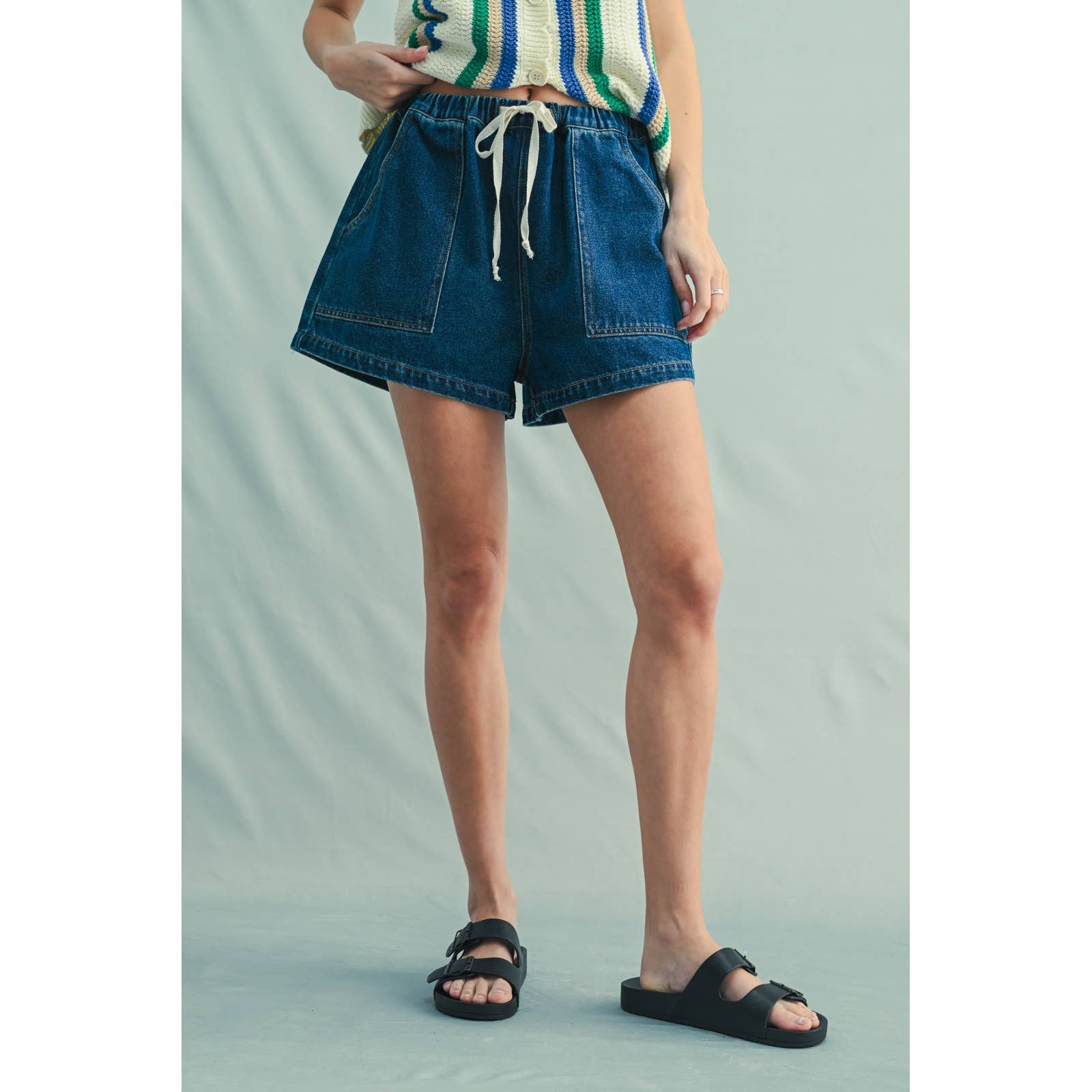 Wishlist Apparel - Wholesale Shorts - Women's - DENIM SHORTS WITH DRAWSTRING / WL25-11256B0