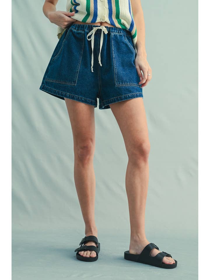 Wishlist Apparel - Wholesale Shorts - Women's - DENIM SHORTS WITH DRAWSTRING / WL25-11256B