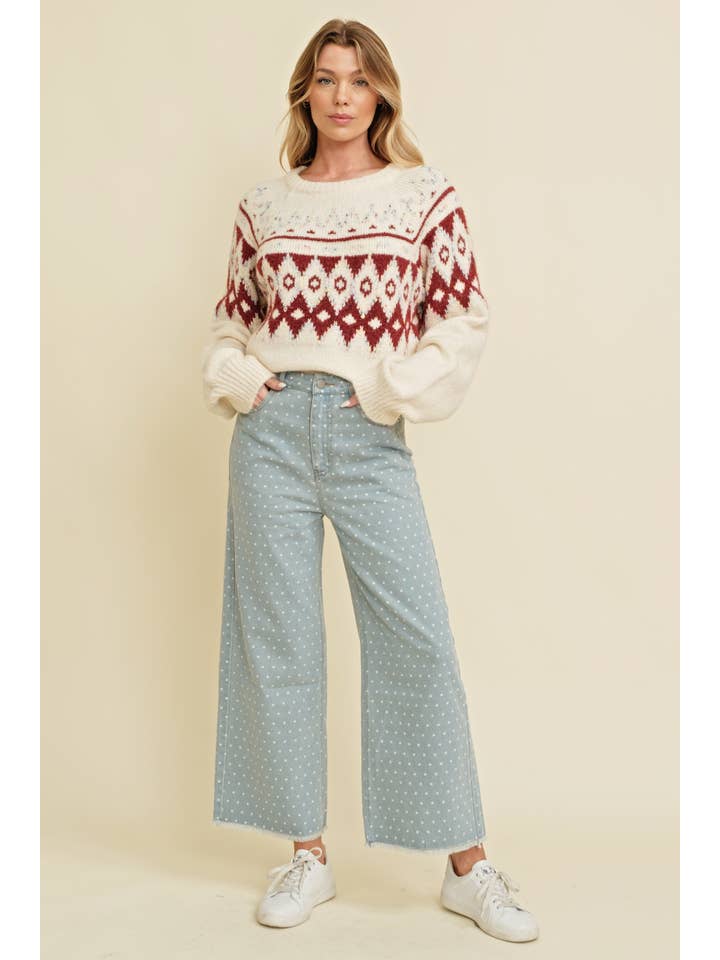 Ivory CSW13348K - LONG SLEEVE CHRISTMAS SWEATER for wholesale on Faire