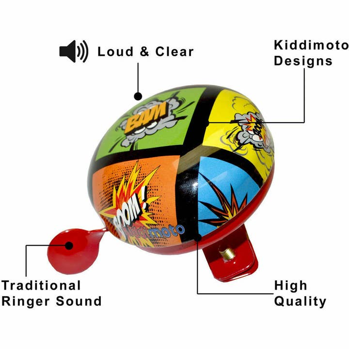 Kiddimoto - Vendita all'ingrosso Bicicletta/monopattino - Kiddimoto Campanello da Bici a Fumetti per Sicurezza e Divertimento2