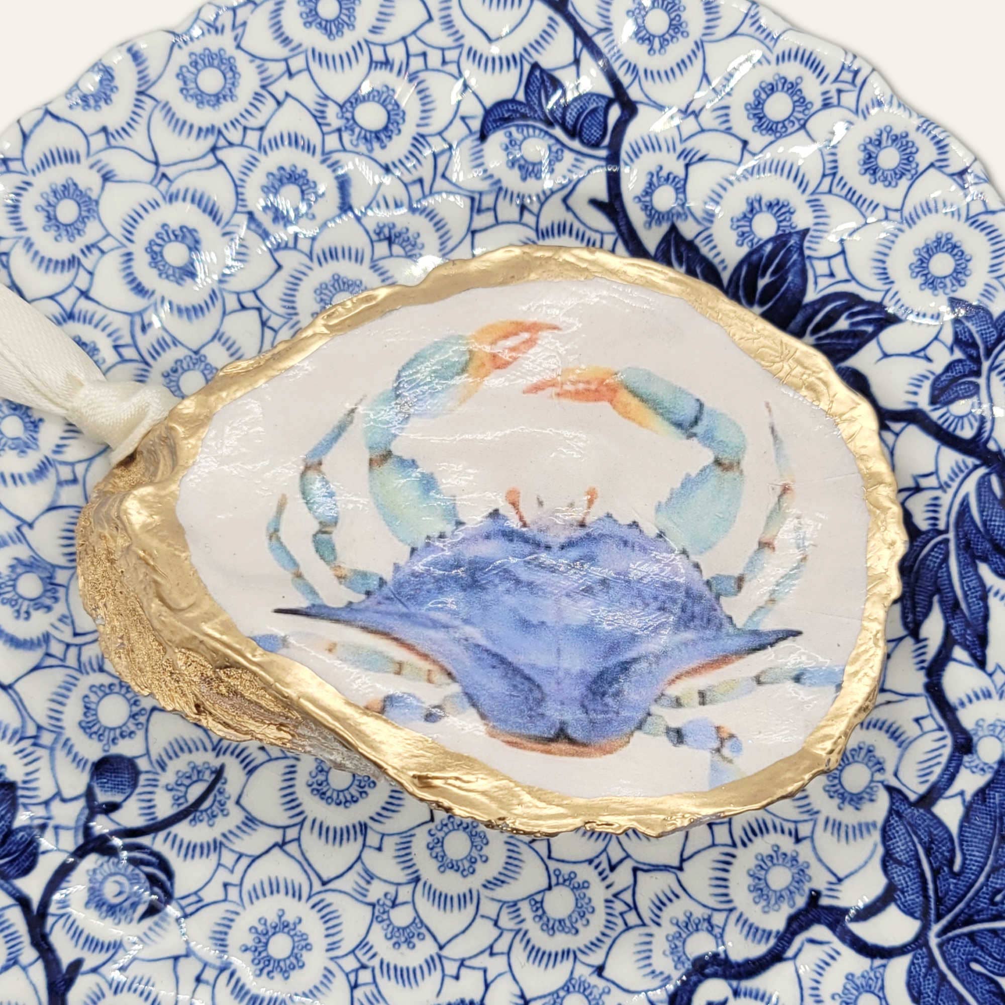 Beatrixbell Handcrafted - Wholesale Ornament - Blue Crab Ornament | Oyster Shell Coastal Christmas Decor3