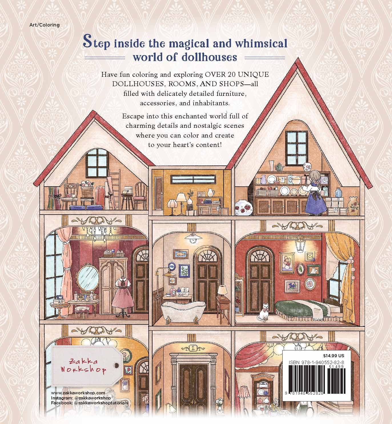 Zakka Workshop - Wholesale Coloring & Activity Book - Adult - Antique Dollhouse Coloring6
