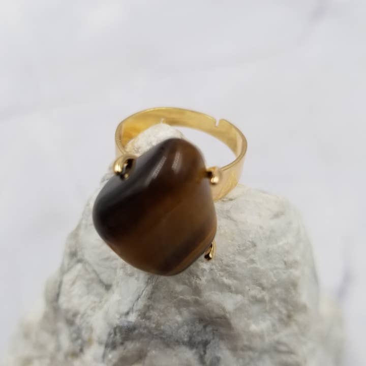 The Pretty Jewellery - Wholesale Single Stone/Solitaire Ring - Adjustable Crystal Ring Dainty Gemstone Ring