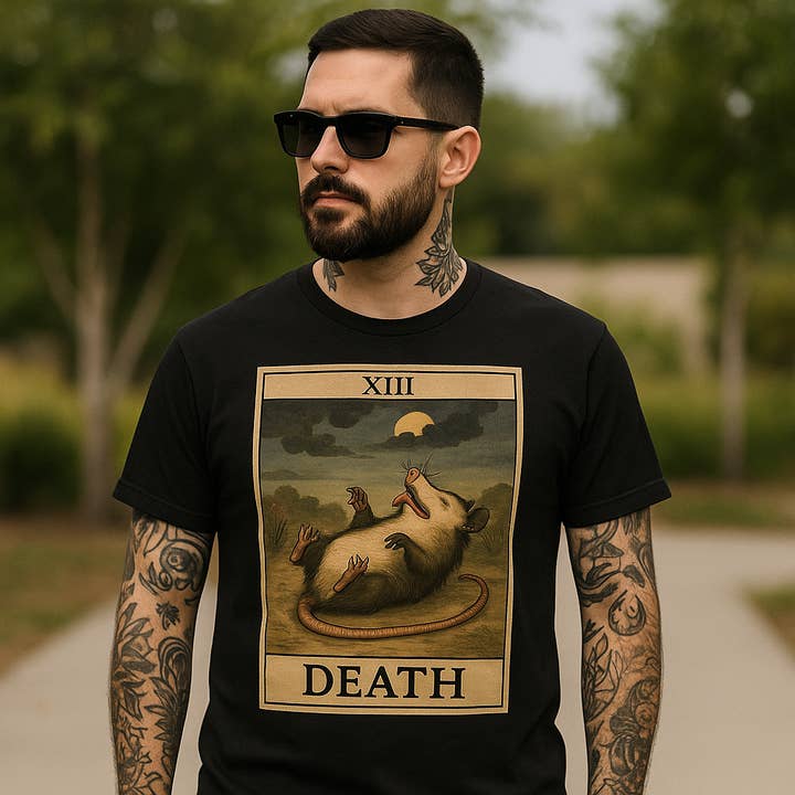 Shady Front - Wholesale T-Shirt (Graphic) - Unisex - Possum Playing Death Tarot T-Shirt2