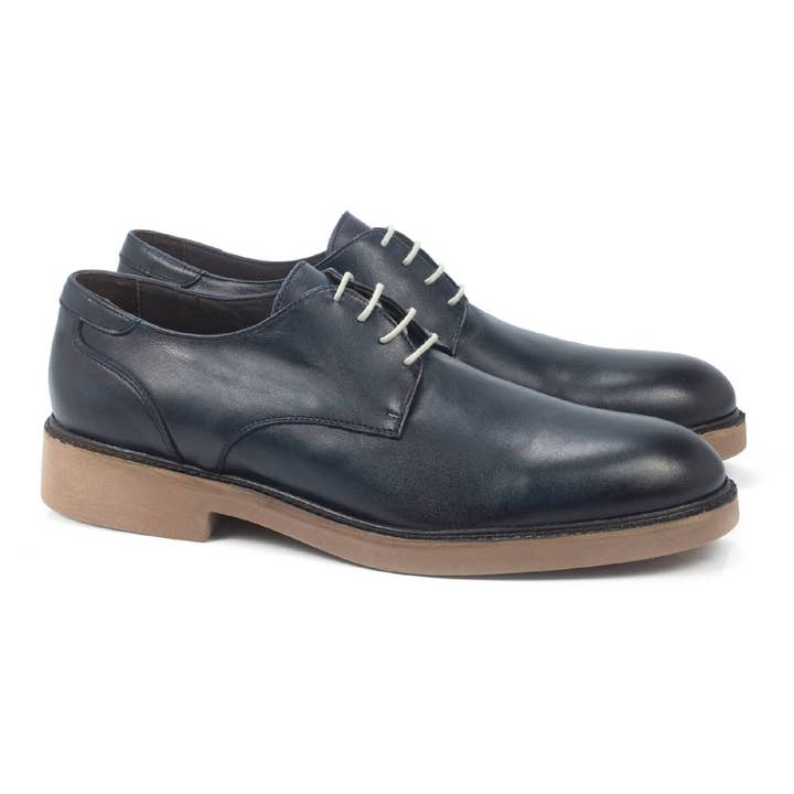 Derby en cuir bleu DENVER-MARINO pour la vente par Men's Heritage