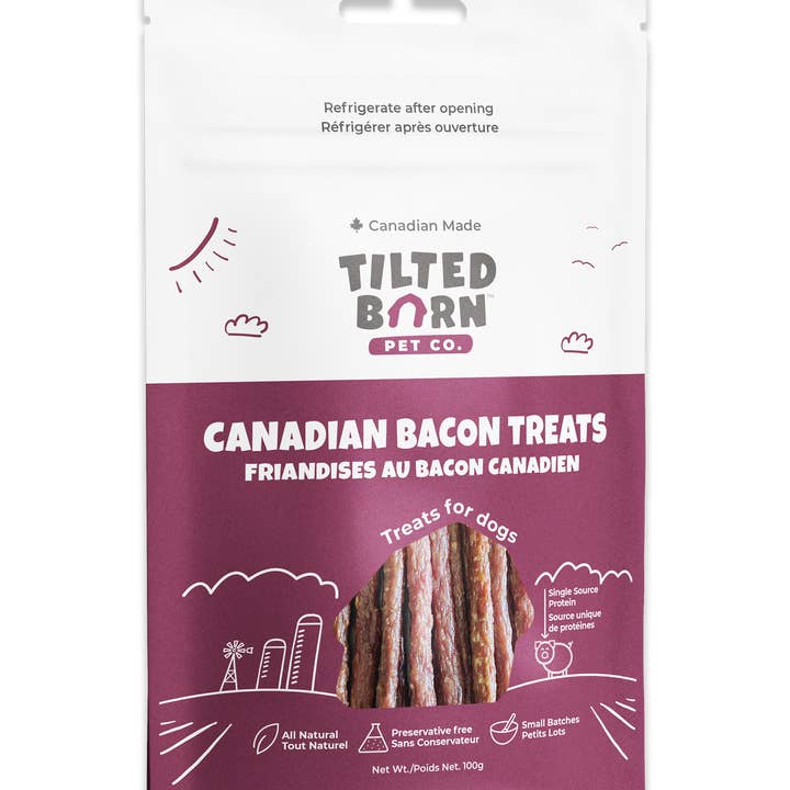 Tilted Barn Pet Co. - Vente Friandises – chien - Friandises au bacon canadien pour chiens 100g/3,53 oz