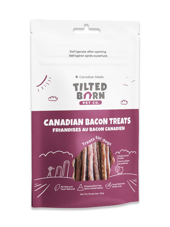 Canadian Bacon Treats For Dogs 100g/3.53oz for wholesale by Tilted Barn Pet Co.