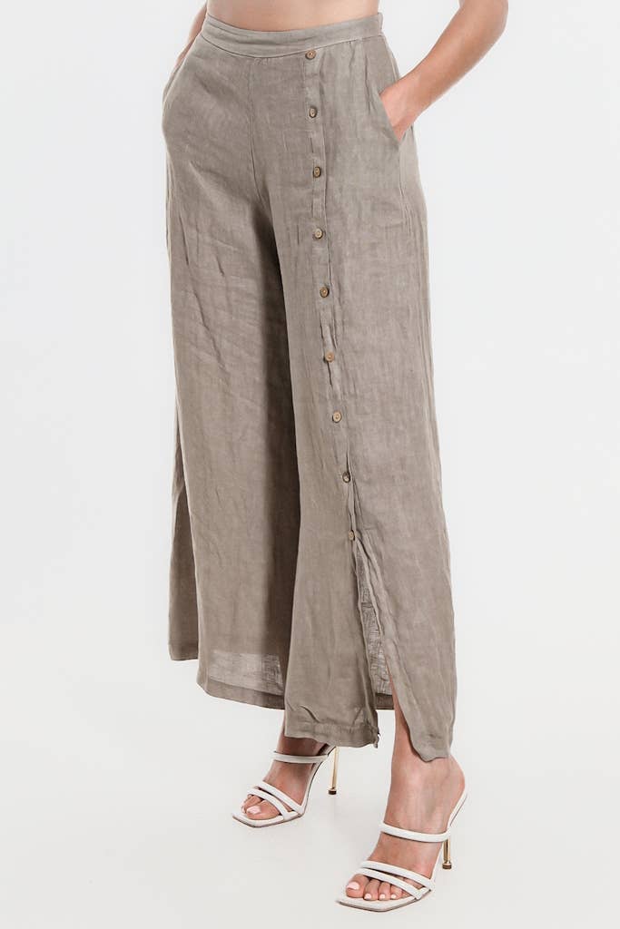 TINA Stephens Italy/Tees By Tina - Vente Pantalon – femme - Pantalon en lin à boutons Gracelynn (PL135)17