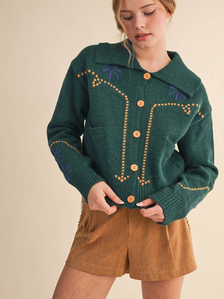 &MERCI - Wholesale Cardigan - Women's - WESTERN DESIGN SWEATER CARDIGAN MSW1121713