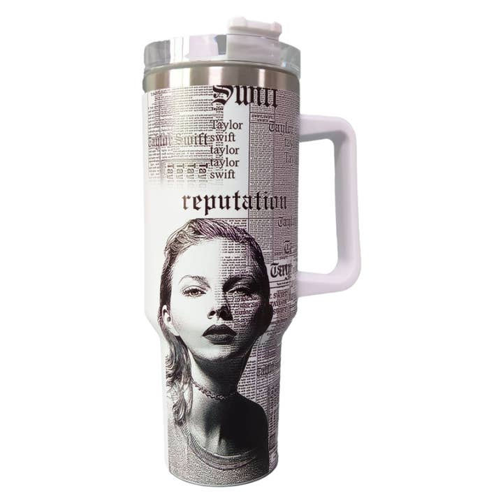 Auraquise - Wholesale Insulated Mug/Tumbler - Taylor Swift 40oz Insulated Tumbler with Handle and Straw Car Travel Mug, Hot & Cold Stainless Steel Cup3