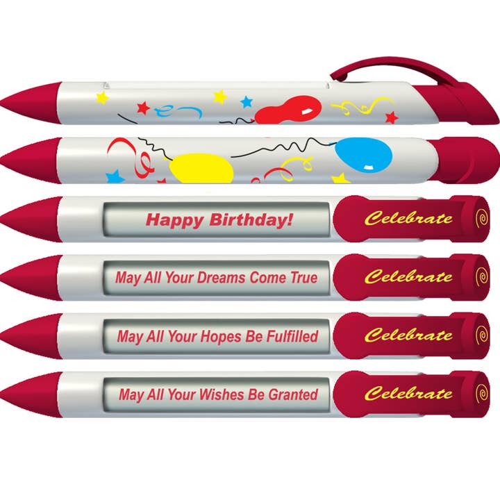 Birthday mix of Rotating Message Pens-36 count for wholesale by Greeting Pen