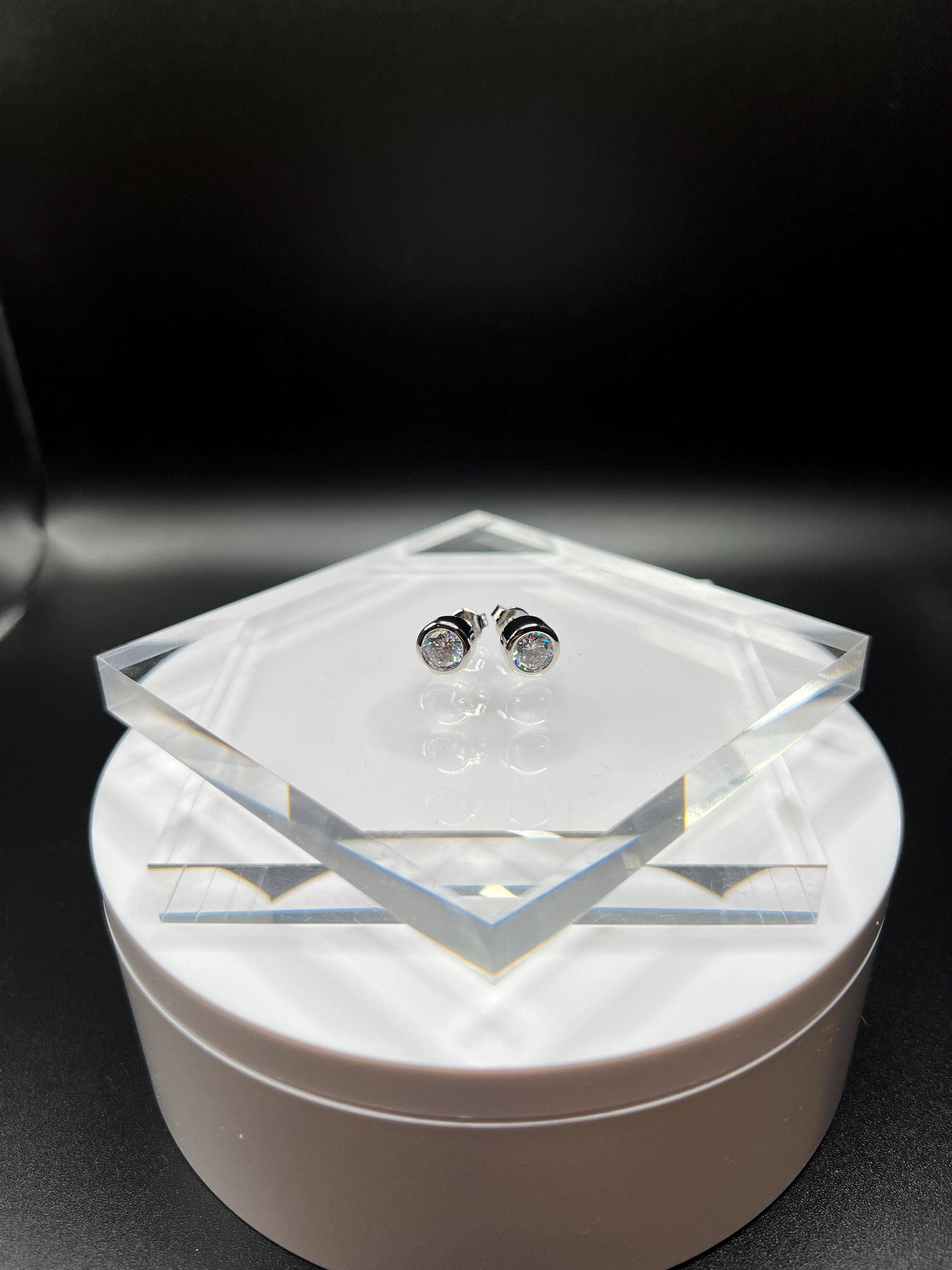 Elegant Jewels LLC - Wholesale Stud/Post Earrings - 3 CT Round Bezel Diamond Stud Earrings, 14K Gold, Lab Grown8