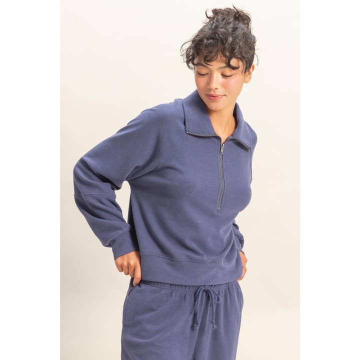 Double Zero - Wholesale Sweatshirt – Women's - Soft Ribbed Half-Zip Long Sleeve Sweatshirt20