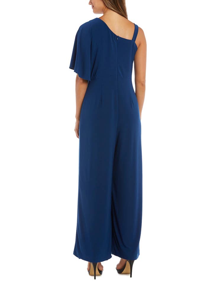 PEACOCK RM Richards Asymmetrical Overlay Evening Jumpsuit for wholesale on Faire
