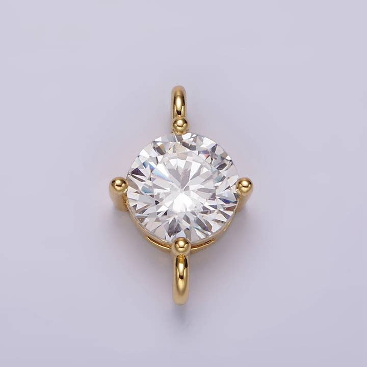 Aim Eternal - Wholesale Individual Charm/Pendant - 14K Gold Filled 10mm Round CZ Birth Month Personalized Connector | G-157 - G-16914