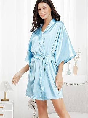 LA Merchandise - Wholesale Robe - Women's - La Merchandise LAB1800 Women's Satin Short Bridal Party Robe1