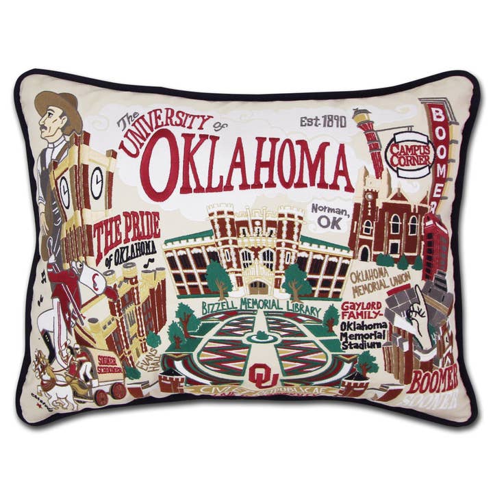 Oklahoma, University of Collegiate Embroidered Pillow for wholesale by catstudio