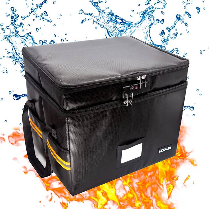 Hometeczone LLC - Wholesale Storage Bin - Fireproof Document Box with Lock, 2 Layer Mult-Pockets6