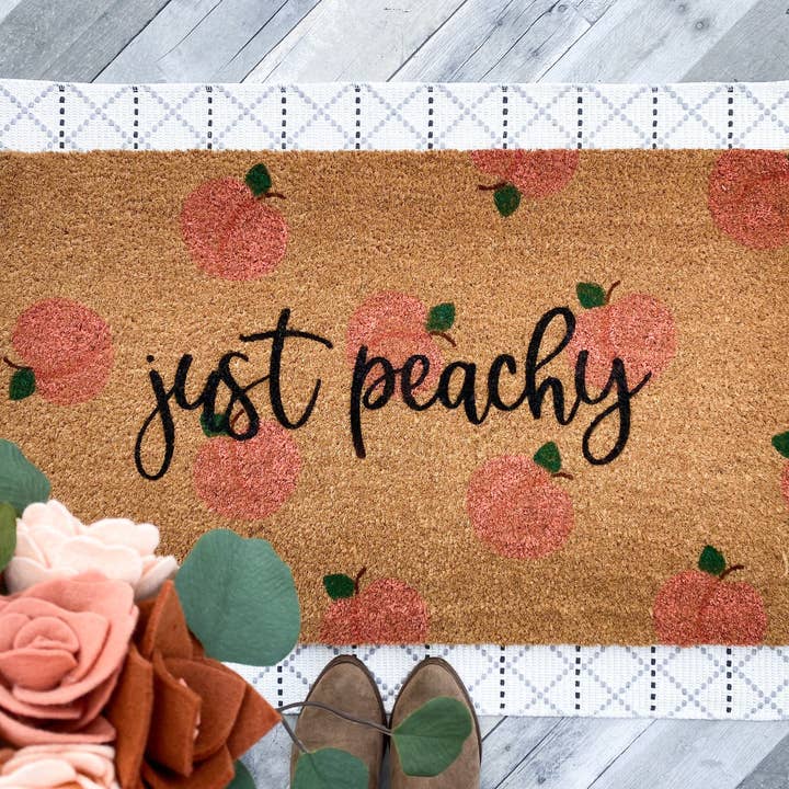 Just Peachy/Peach/Peach Doormat for wholesale by PaintedStorkDesigns