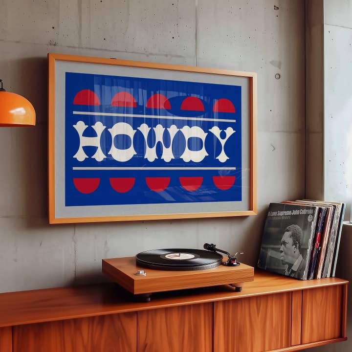 Tejas Country Club - Wholesale Art Print - Blue and Red Howdy Home Decor Art Print