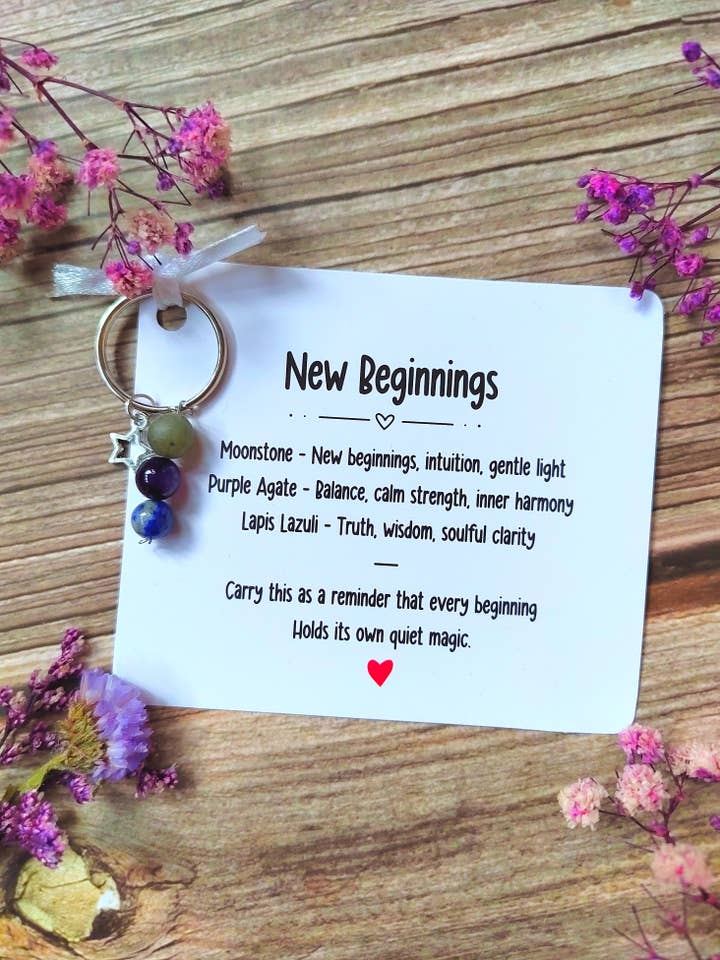 Llavero de nuevos comienzos, llavero de piedras preciosas, llavero de cristal para venta al por mayor de Colourful CeCe