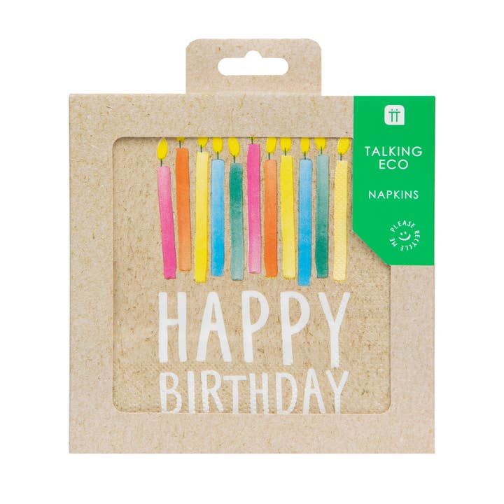 Eco-Friendly Happy Birthday Napkins | 20 Pack | for wholesale by Talking Tables UK