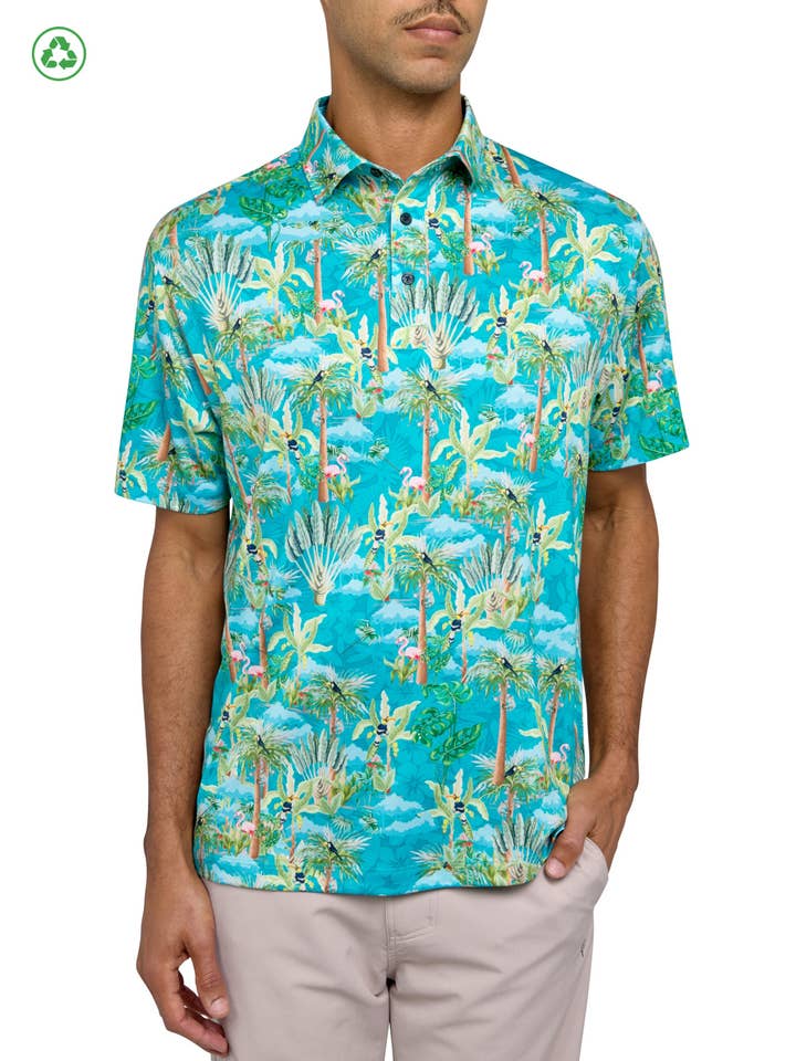 TROPICAL BIRDS POLO for wholesale by CON.STRUCT Green