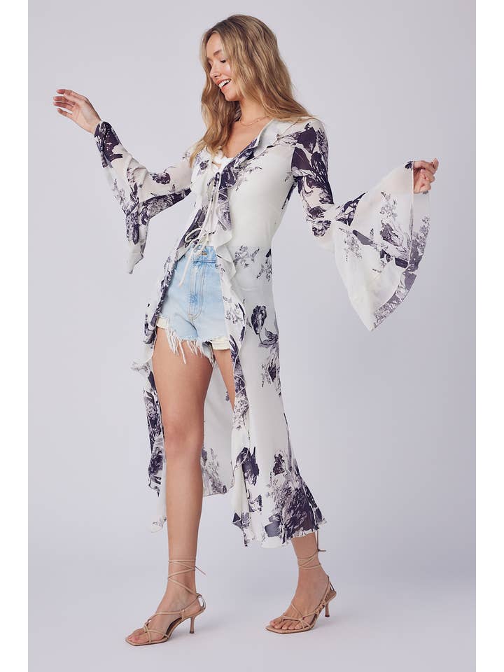 Bluivy - Wholesale Kimono - Women's - FLORAL PRINT RUFFLE KIMONO15