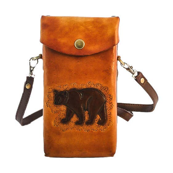 Hand Carved Cross-body Bag HB 19.1 Bear for wholesale by Eagle Crest Industries Inc.
