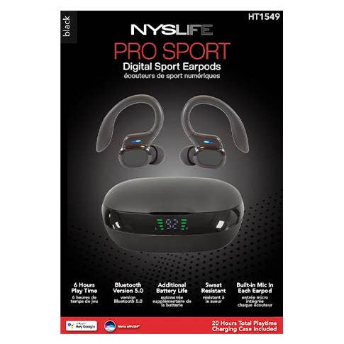 True Wireless Pro Sport Earbuds 12ct Counter Display for wholesale by NYSLIFE
