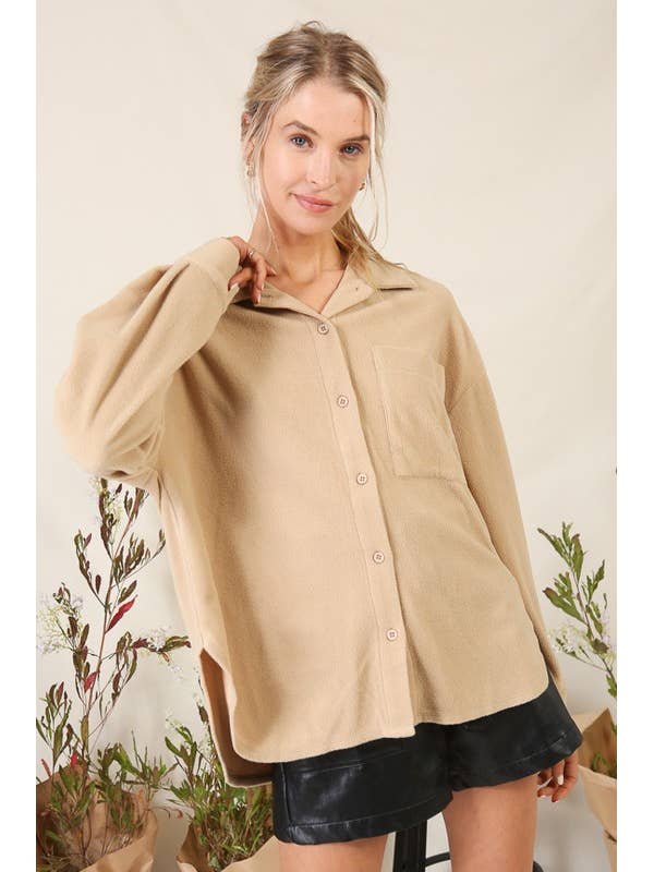 FUZZY BUTTON DOWN SHIRT for wholesale by MintChoco
