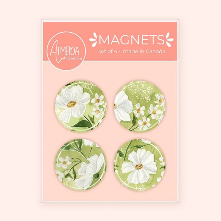 Green Florals Magnet Set for wholesale by Almeida Illustrations