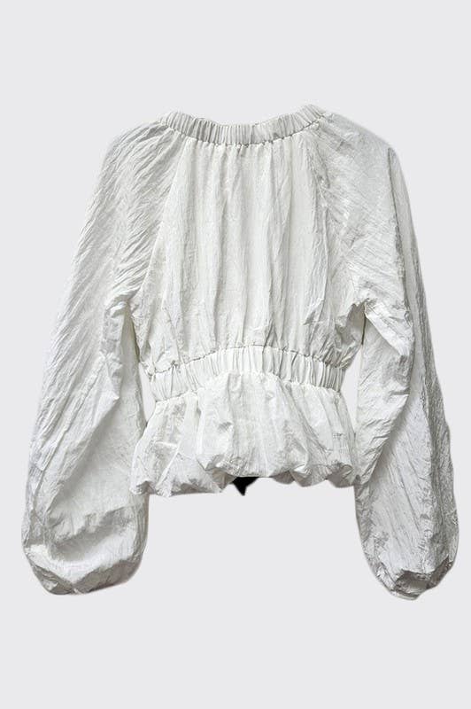 Ivory Poly Contrast Bow Top for wholesale on Faire6