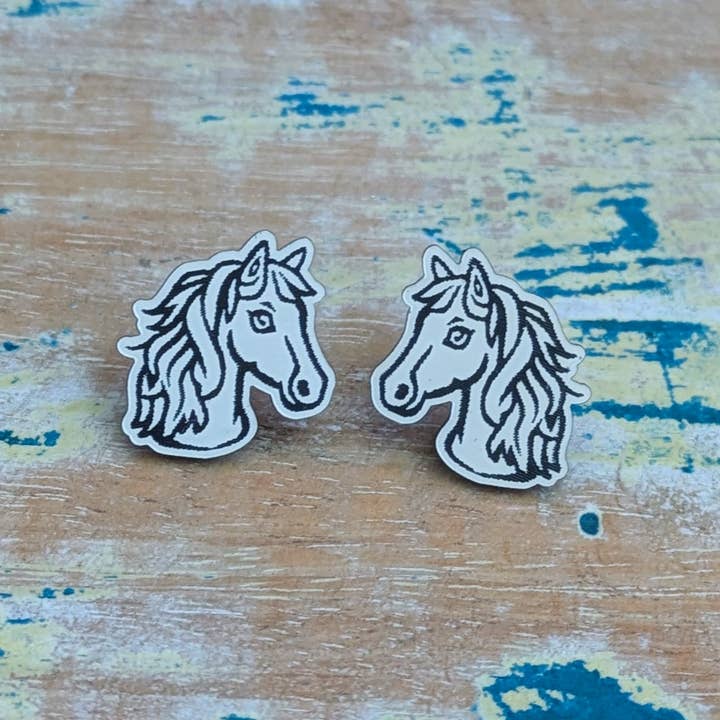 Horse Stud earrings - acrylic earrings for wholesale by Samantha's Studio