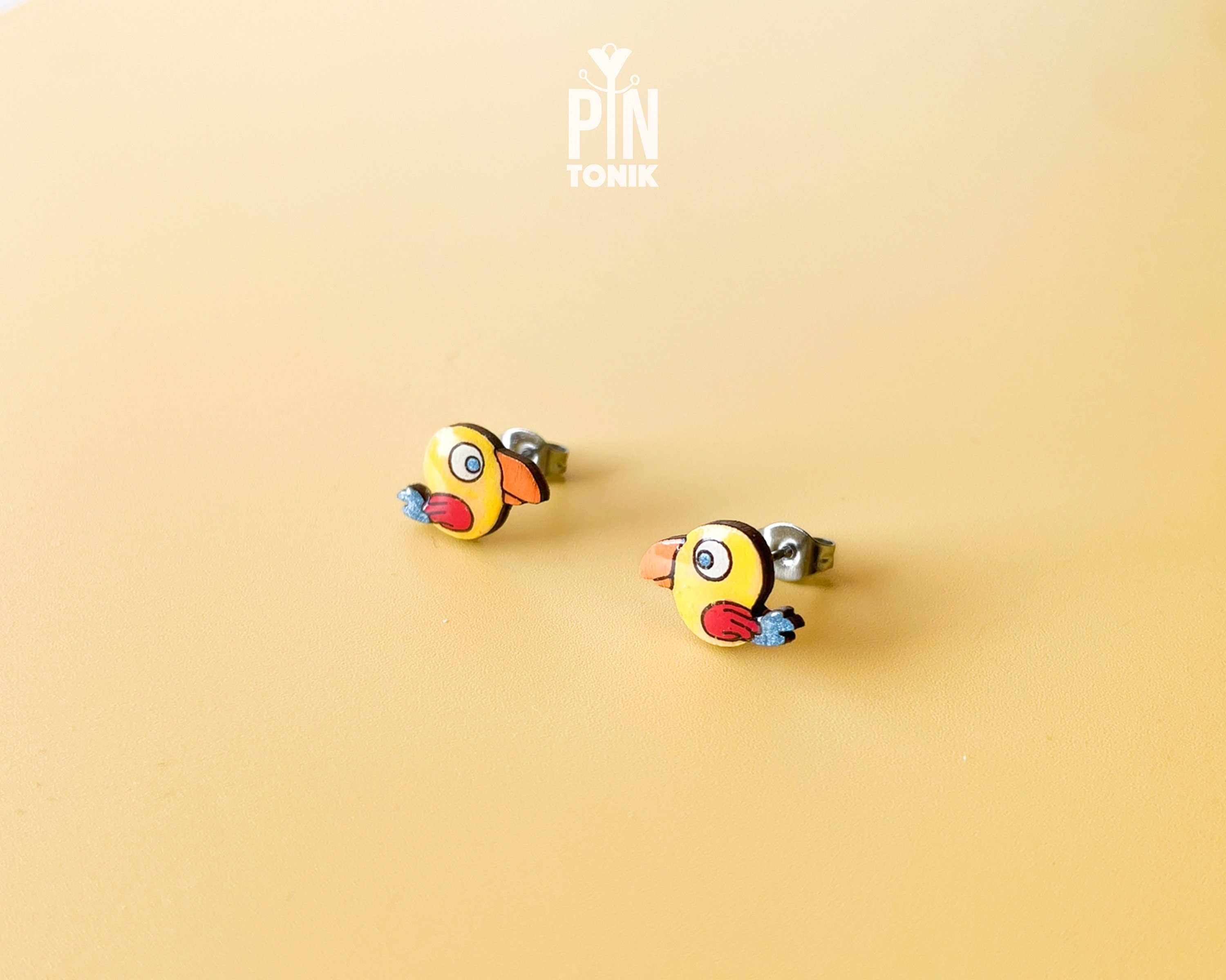 PinTonik - Vendita all'ingrosso Orecchini a bottone - Orecchini a Perno con Pappagallo Carino - Gioielli con Uccelli Stravaganti0