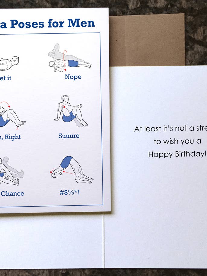 Sjovt Fødselsdagskort - Yoga Stillinger for Mænd for engroshandel hos Colin Hayes Art