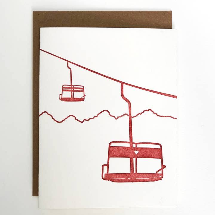 Red Chairlift Card for wholesale by Ice Pond Press