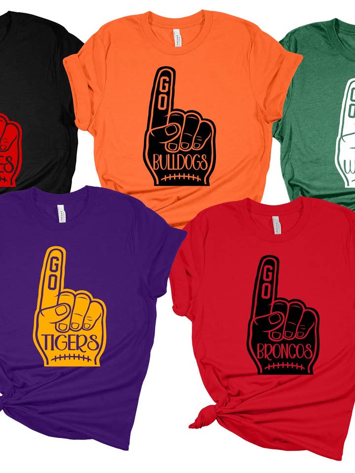 Custom Mascot Foam Finger Tee for wholesale by American Threadz Apparel