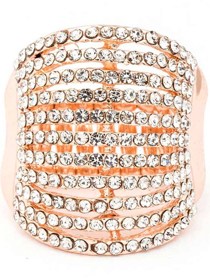 Layered Crystals Stretch Ring for wholesale by Artini Accessories