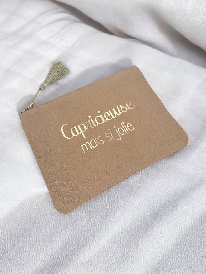 Trousse à maquillage avec inscription 20x15cm CY06 pour la vente par BYREN | ÉLINE L'ATELIER