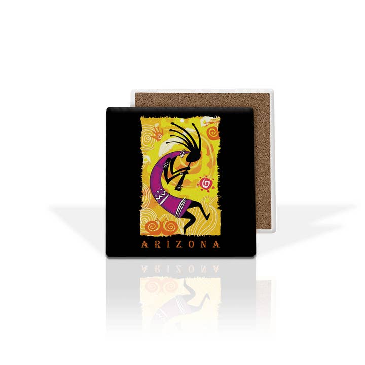 Matrix - Wholesale Coasters - Customizable Absorbent Stone Coaster: Kokopelli Rhythm