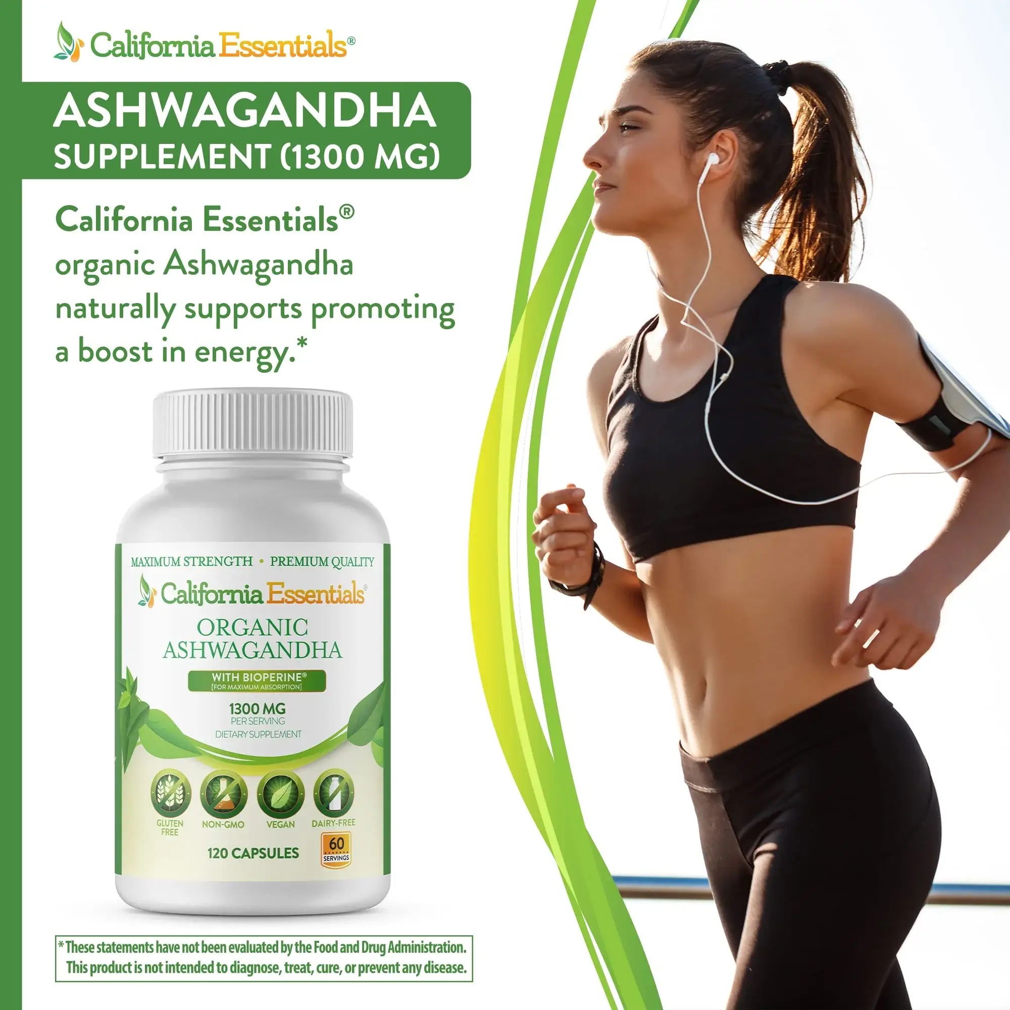 California Essentials - Vendita all'ingrosso Vitamine/integratori orali - Integratore di Ashwagandha Biologica (1300 mg) - Polvere di Radice18