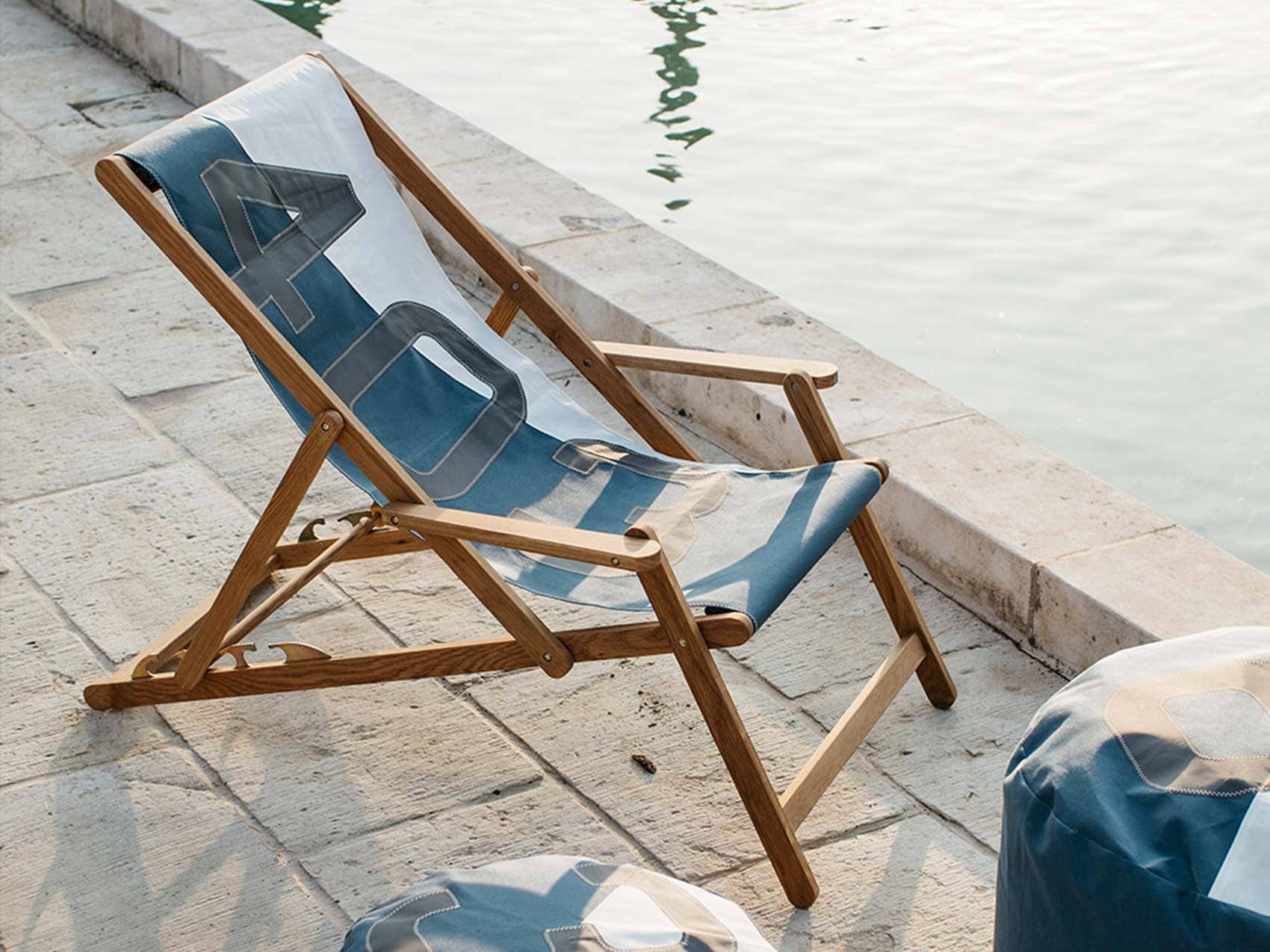 727 Sailbags - Wholesale Folding Chair - Deck Chair Dacron and Nattier Blue 403 Grey1