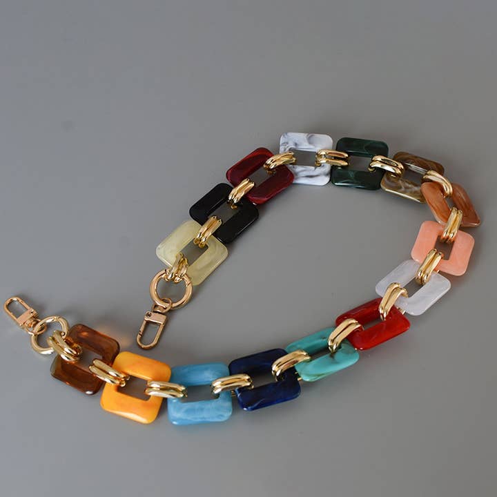 ACCITY - Wholesale Bag Strap - Women's - Heart,Rectangle Colorful Mixed Acrylic Bag Chain_CWMM5061
