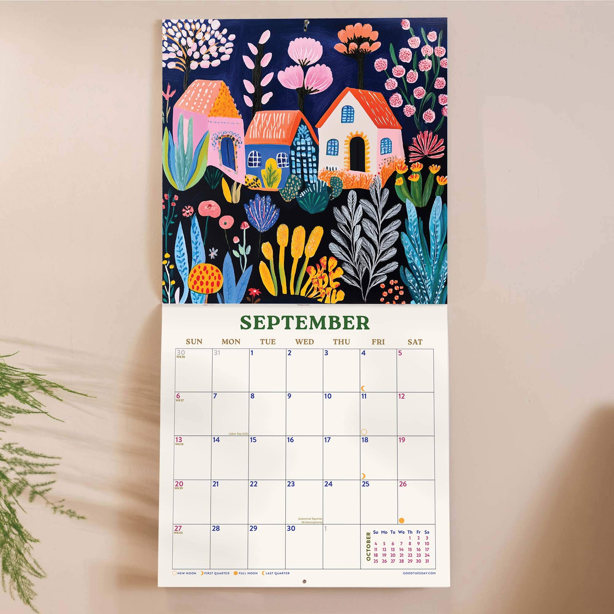 Good Tuesday (Once Upon a Tuesday) - Venta al por mayor Calendario - Calendario de pared 2026 | Paisajes de plantas estilo folk1