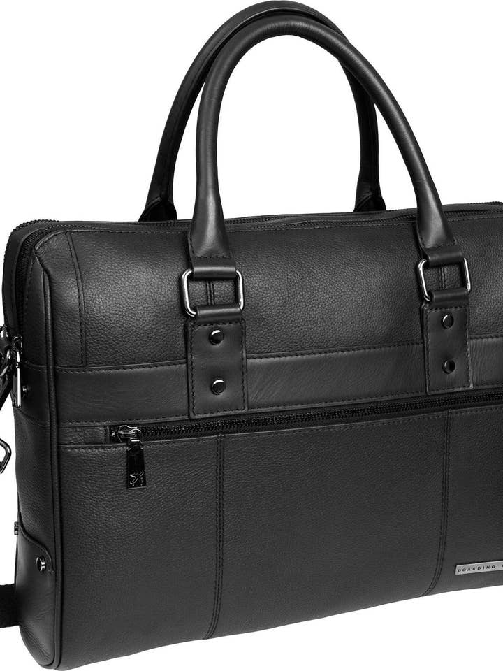 La mallette en cuir véritable à grain de galet Gotham 18" - Noir pour la vente par Magid