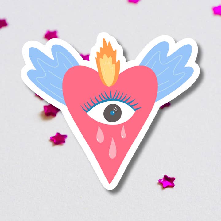 Mexican Crying Sacred Heart Vinyl Sticker for wholesale by Get Stoked